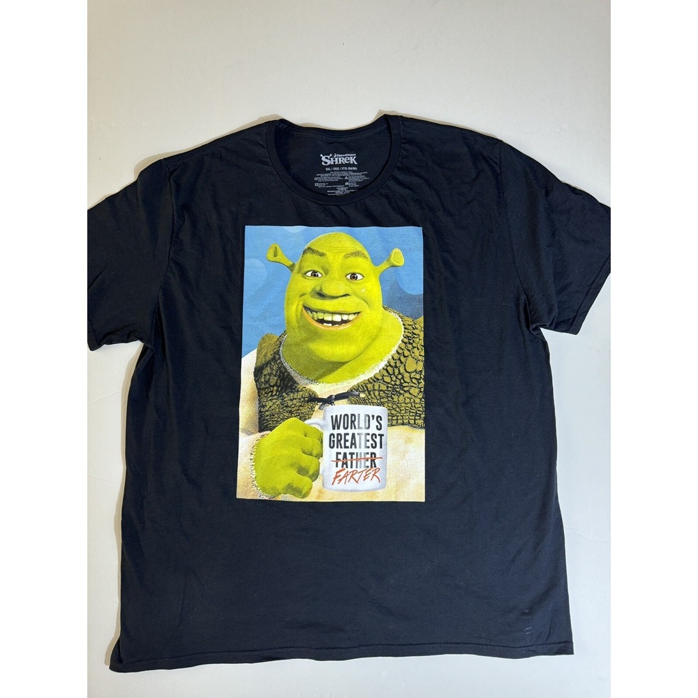 DreamWorks Shrek Big Black Graphic T-Shirt Worlds Greatest Farter Gift Size‎ 3XL